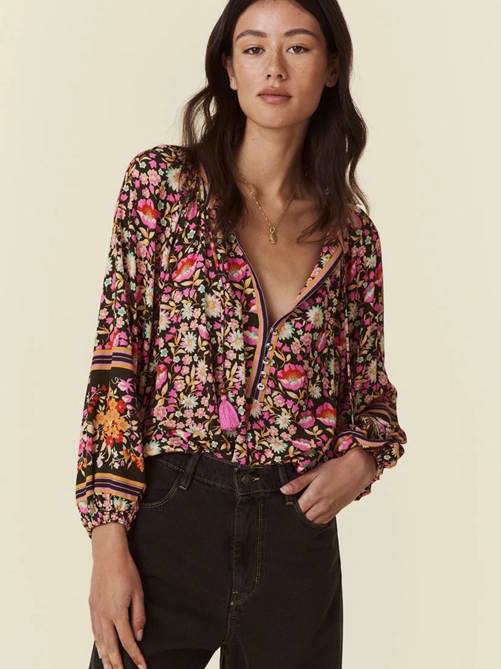 Spell x Free People impala lily tie blouse